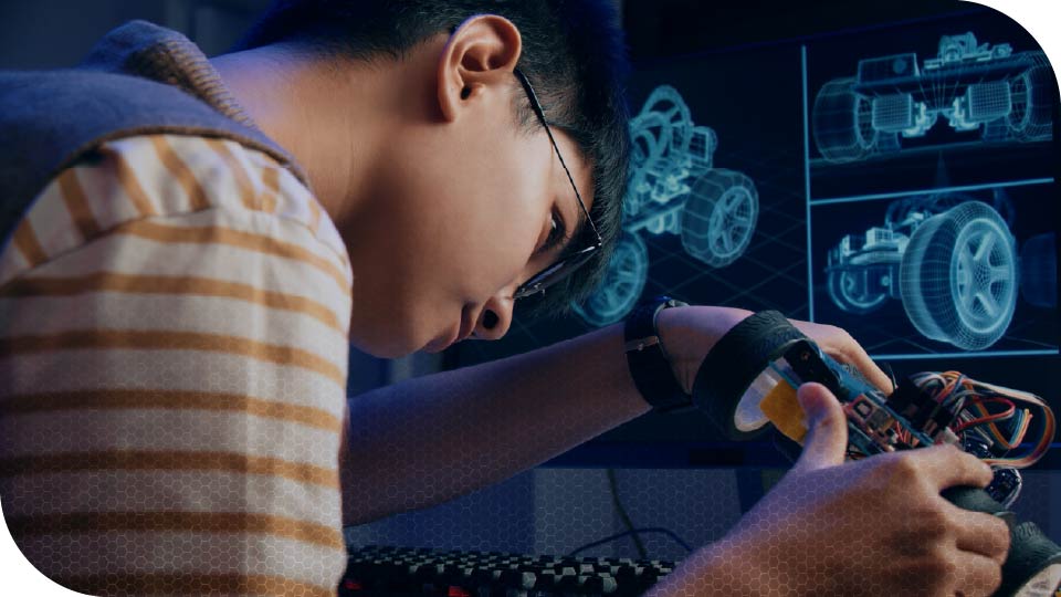 Young student working with science tools Young student working with science tools